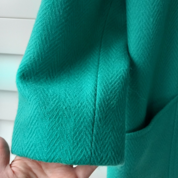 Vintage Canda Pure New Wool Jacket Blazer Jade Green Pockets Size 10 - Picture 4 of 13